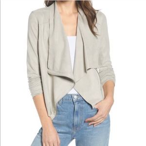 BlankNYC Faux Suede Drape Front Jacket